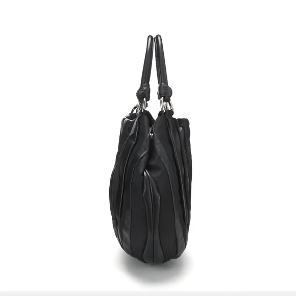 Prada Black Tessuto Nylon And Nappa Leather Waves Bag W/ COA and DUSTBAG